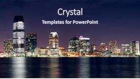  Presentation with new york night - Presentation theme with jersey city skyline with skyscrapers background and a navy blue colored foreground