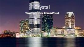 Presentation with new york night - Colorful PPT layouts enhanced with jersey-city-skyline-with-skyscrapers backdrop and a navy blue colored foreground