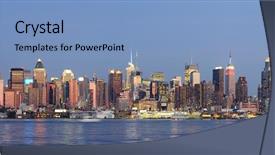  Presentation with new york city - Presentation design enhanced with jersey shore - hudson river waterfront view background and a  colored foreground
