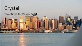  Presentation with skyscraper - PPT theme enhanced with jersey shore - new york city manhattan midtown background and a  colored foreground