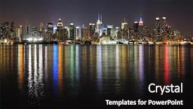  Presentation with new york night - Audience pleasing slides consisting of jersey shore - new york city manhattan midtown backdrop and a  colored foreground