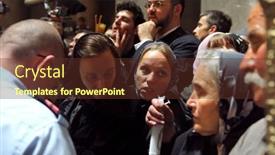  Presentation with light fire - PPT theme enhanced with jerusalem-april-18-pilgrims-come background and a tawny brown colored foreground