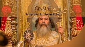  Presentation with easter church - PPT layouts having jerusalem-april-19-feofil-patriarch background and a gold colored foreground