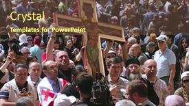  Presentation with good friday - Beautiful PPT layouts featuring jerusalem-april-21-pilgrims-come backdrop and a tawny brown colored foreground