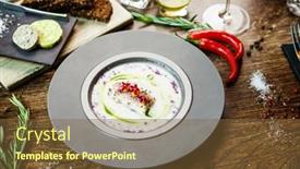  Presentation with leek soup - Presentation featuring jerusalem-artichoke-almond-cream-soup background and a  colored foreground