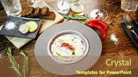  Presentation with leek soup - Theme having jerusalem-artichoke-almond-cream-soup background and a  colored foreground