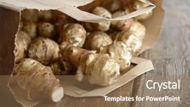  Presentation with paper bag - Audience pleasing presentation theme consisting of jerusalem artichoke in a paper bag backdrop and a coral colored foreground