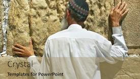  Presentation with jewish western wall - PPT theme with jerusalem-aug-18-unidentified-person background and a coral colored foreground