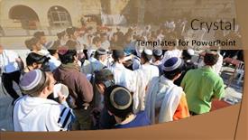  Presentation with judaism - Presentation theme consisting of jerusalem-february-20-jews-pray background and a coral colored foreground