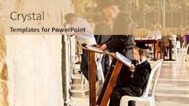  Presentation with jewish western wall - Slide set consisting of jerusalem-israel-april-27-unidentified background and a coral colored foreground