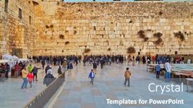  Presentation with jewish western wall - Slides with jerusalem-israel-december-26-2016 background and a gray colored foreground