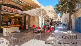  Presentation with neighborhood - Slides featuring jerusalem-israel-july-10-2014 background and a coral colored foreground