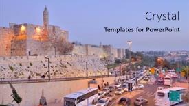  Presentation with old car - Slide deck with jerusalem-israel-march-20-2014 background and a light blue colored foreground