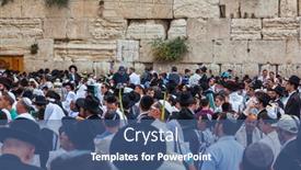  Presentation with jewish western wall - Colorful presentation enhanced with jerusalem-israel-october-12-2014 backdrop and a ocean colored foreground