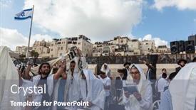  Presentation with jewish western wall - Colorful theme enhanced with jerusalem-israel-october-12-2014 backdrop and a gray colored foreground
