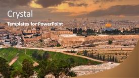  Presentation with jerusalem - Presentation theme featuring jerusalem-israel-old-city-skyline background and a coral colored foreground