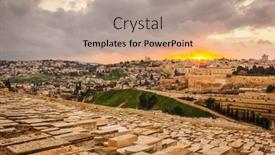  Presentation with israel - Colorful presentation design enhanced with jerusalem-israel-old-city-skyline backdrop and a coral colored foreground