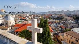  Presentation with knight - Amazing slide set having jerusalem-israel-skyline-from-above backdrop and a light blue colored foreground