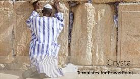  Presentation with jewish western wall - Presentation theme featuring jerusalem-november-6-jewish-man background and a mint green colored foreground