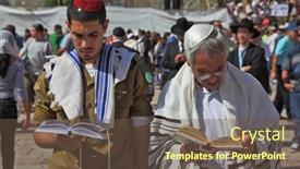  Presentation with jewish - Slides enhanced with orange gerbera with drops of water on a white background studio lighting macro background and a light gray colored foreground