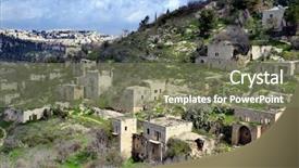  Presentation with abandoned - Audience pleasing slide set consisting of jerusalem village which was abandoned backdrop and a violet colored foreground