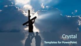  Presentation with calvary - Audience pleasing PPT theme consisting of jesus - calvary backdrop and a ocean colored foreground