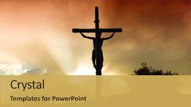  Presentation with jesus cross - Theme consisting of jesus - cross background and a yellow colored foreground