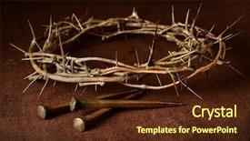  Presentation with nails - Colorful PPT layouts enhanced with jesus - crown of thorns and nails backdrop and a tawny brown colored foreground