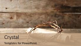  Presentation with crown - Slide deck consisting of jesus - crown of thorns and scroll background and a coral colored foreground