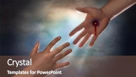  Presentation with grab hand - Slides with jesus - hand of christ reaching down background and a violet colored foreground