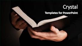  Presentation with open bible - Beautiful slide deck featuring jesus - hands holding open russian bible backdrop and a black colored foreground