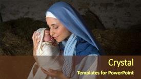  Presentation with released - Slides having jesus - live christmas nativity scene background and a tawny brown colored foreground