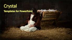  Presentation with jesus manger - Colorful PPT theme enhanced with jesus - pregnant mary leaning backdrop and a wine colored foreground