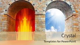  Presentation with hell - Slide set with jesus - two gates to heaven background and a lemonade colored foreground