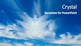  Presentation with heaven - Beautiful PPT theme featuring jesus alive - image of god in heaven backdrop and a ocean colored foreground