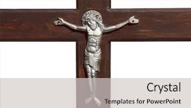  Presentation with jesus cross - Colorful slide deck enhanced with jesus and cross isolated backdrop and a light gray colored foreground