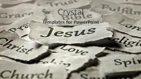  Presentation with torn paper - Presentation theme having jesus-and-religion-torn-paper background and a light gray colored foreground