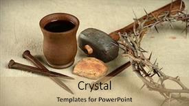  Presentation with crown thorns - Presentation theme having jesus blood - communion elements with crown background and a coral colored foreground