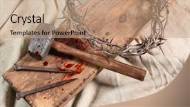  Presentation with crown thorns - PPT theme with jesus blood - crown of thorns nails background and a coral colored foreground
