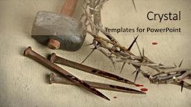  Presentation with crown thorns - Cool new PPT theme with jesus blood - crown of thorns nails backdrop and a coral colored foreground