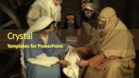  Presentation with christmas nativity - Presentation theme featuring jesus born - live christmas nativity scene reenacted background and a tawny brown colored foreground