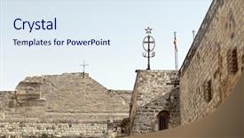  Presentation with nativity - Presentation enhanced with jesus born - walls of the basilica background and a sky blue colored foreground