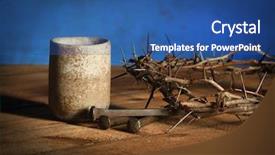  Presentation with crown thorns - PPT theme with jesus christ - communion cup with crown background and a ocean colored foreground