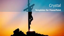  Presentation with calvary cross - PPT layouts enhanced with jesus-christ-crucified background and a teal colored foreground