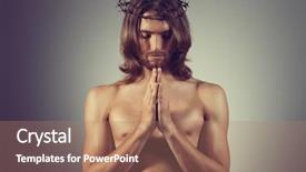  Presentation with jesus praying - Audience pleasing PPT theme consisting of jesus christ is praying religion backdrop and a coral colored foreground