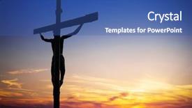  Presentation with jesus christ - PPT theme with jesus christ on the cross background and a ocean colored foreground