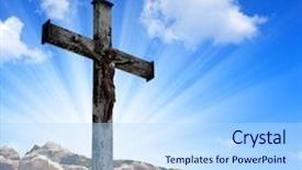  Presentation with jesus christ - Presentation featuring jesus christ on the cross background and a light blue colored foreground