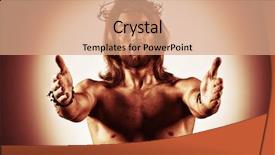  Presentation with humanity - Audience pleasing presentation theme consisting of jesus christ reaches backdrop and a coral colored foreground