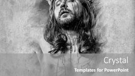  Presentation with jesus christ - Presentation design with jesus christ with an artistic halo background and a gray colored foreground