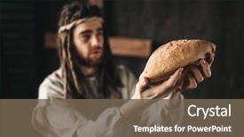  Presentation with jesus bread - Beautiful slide set featuring jesus christ with bread backdrop and a violet colored foreground